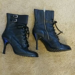 Esprit Leather Heeled Boots Black 8